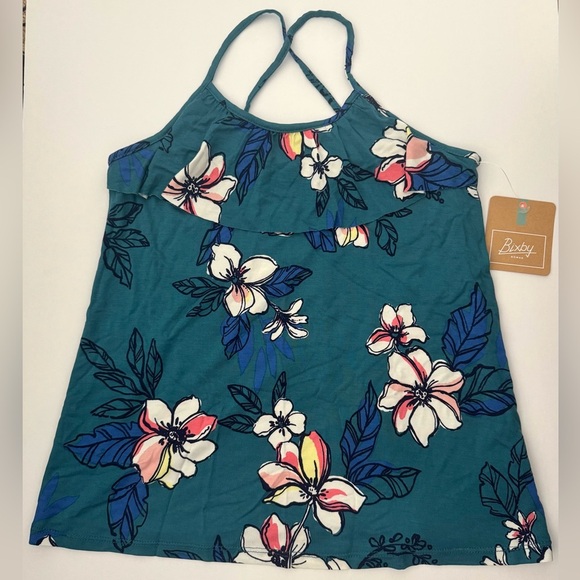 NWT Bixby Nomad floral crisscross back tank top sleeveless tshirt Size M 8-10 - Picture 2 of 4